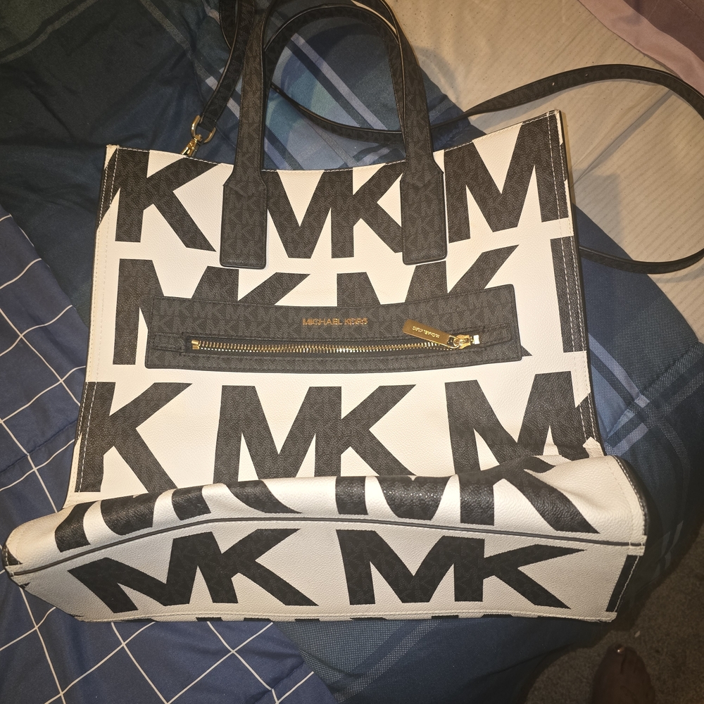 Michael Kors Black and White Logo Tote